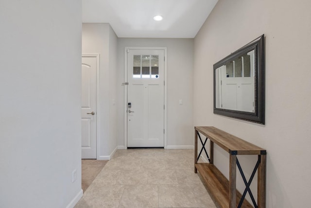 6326 W Sweet Ct, Visalia, CA 93291 - entryway featuring baseboards, light tile patterned flooring, and recessed lighting