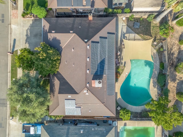 aerial view of a pool area