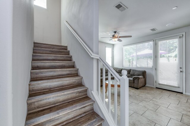 3507 Significant Way, Clovis, CA 93619 - stairs featuring ceiling fan and tile patterned flooring