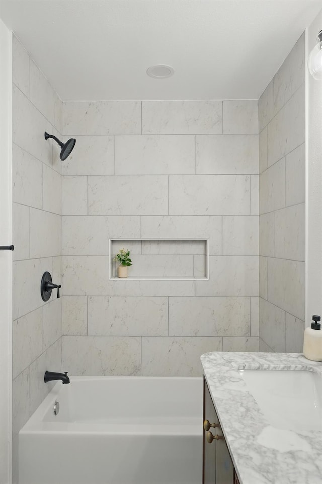 full bathroom with vanity and shower / bathtub combination