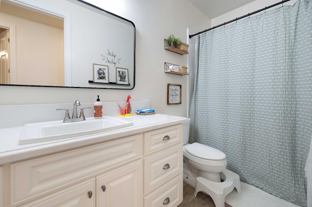 2506 20th Ave, Kingsburg, CA 93631 - full bathroom with toilet, vanity, and a shower with curtain