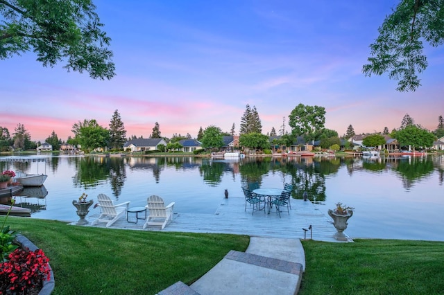 525 E Shelldrake Cir, Fresno, CA 93730 - dock with a water view, a yard, and a residential view