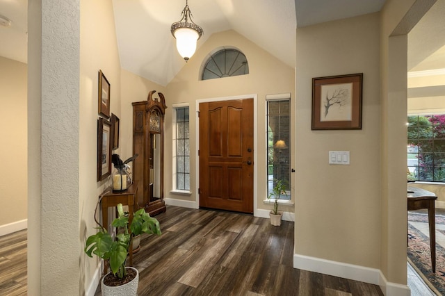 525 E Shelldrake Cir, Fresno, CA 93730 - entrance foyer with dark wood finished floors, baseboards, and lofted ceiling