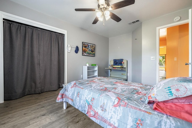 37086 Marciel Ave, Madera, CA 93636 - bedroom featuring wood finished floors and ceiling fan