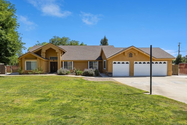 37086 Marciel Ave, Madera, CA 93636 - ranch-style home featuring an attached garage, stucco siding, concrete driveway, and roof with shingles