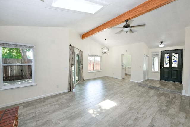 1079 E El Paso Ave, Fresno, CA 93720 - unfurnished living room with ceiling fan and wood finished floors