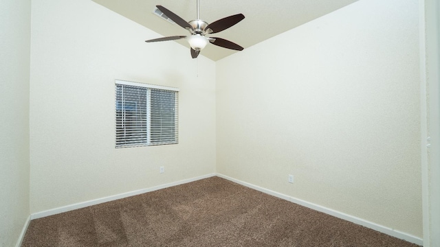 113 Palomino St, Coalinga, CA 93210 - carpeted empty room with a ceiling fan, vaulted ceiling, and baseboards