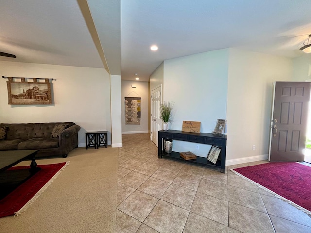 2604 W Taylor, Visalia, CA 93291 - living room with light tile patterned flooring, baseboards, and recessed lighting