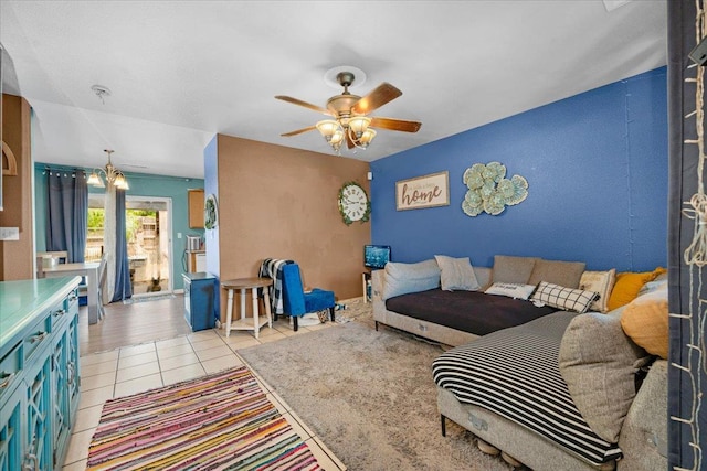 1601 El Paso, Dinuba, CA 93618 - living room featuring a ceiling fan and tile patterned floors
