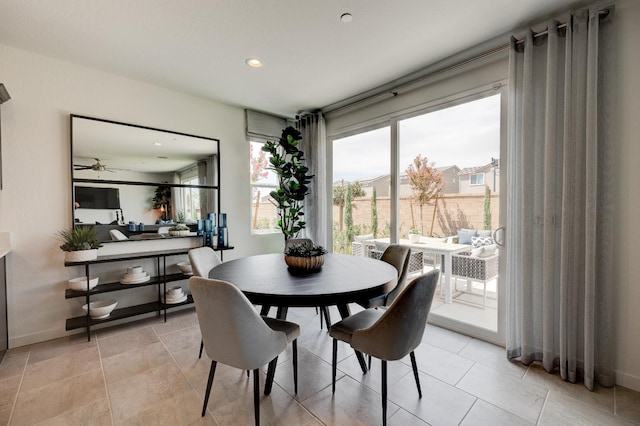 1173 Maclure Ave W, Madera, CA 93636 - dining area featuring a ceiling fan and recessed lighting