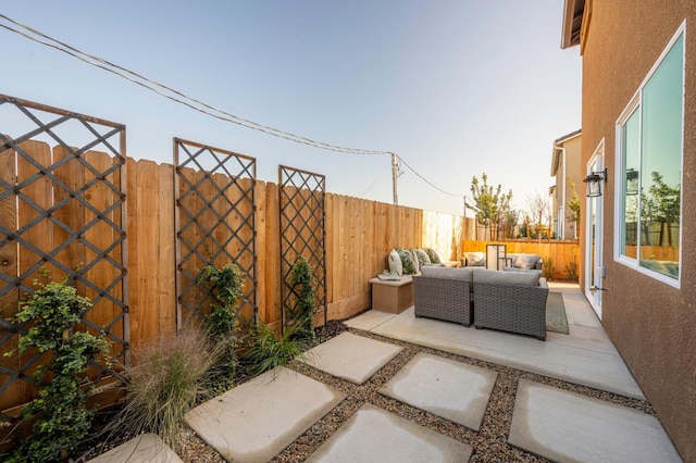 1161 Maclure Ave W, Madera, CA 93636 - view of patio with an outdoor living space and a fenced backyard