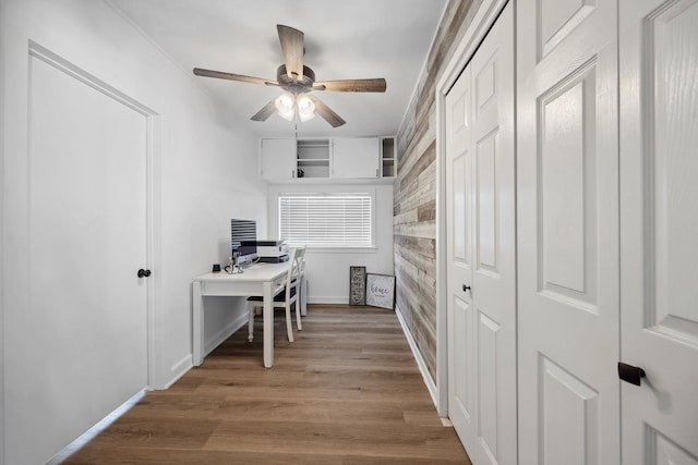 261 Belmont Rd, Exeter, CA 93221 - office space featuring ceiling fan, wood finished floors, and baseboards