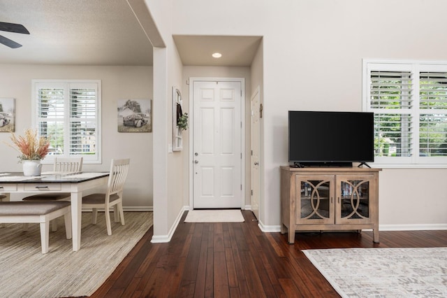3942 Harlan Ranch Blvd, Clovis, CA 93619 - entryway featuring wood-type flooring, baseboards, a ceiling fan, and recessed lighting