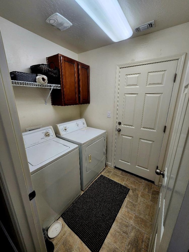 5788 E Mono St, Fresno, CA 93727 - laundry area with separate washer and dryer, cabinet space, and dark stone finish flooring