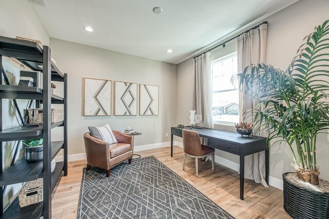 1165 Maclure Ave W, Madera, CA 93636 - office area with baseboards, light wood-type flooring, and recessed lighting