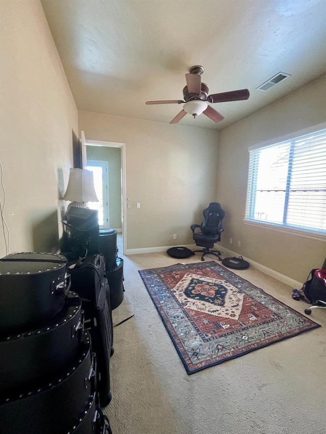 16052 W Middleton Ave, Kerman, CA 93630 - sitting room featuring carpet, baseboards, and a ceiling fan