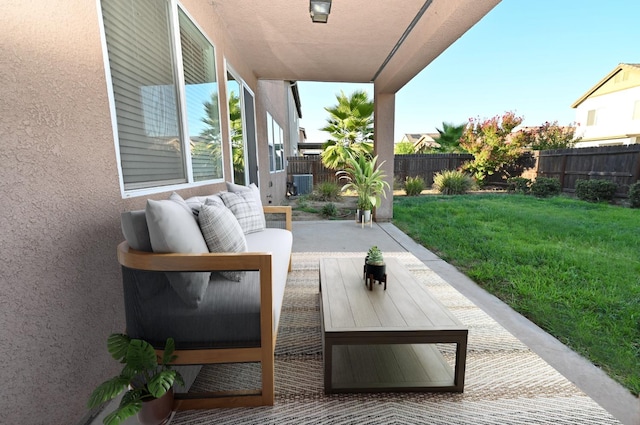 view of patio with central air condition unit and an outdoor hangout area