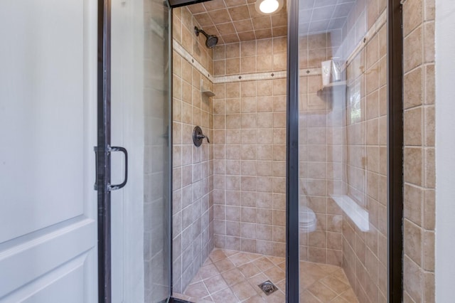 bathroom with a stall shower