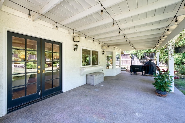 view of patio / terrace with french doors and area for grilling