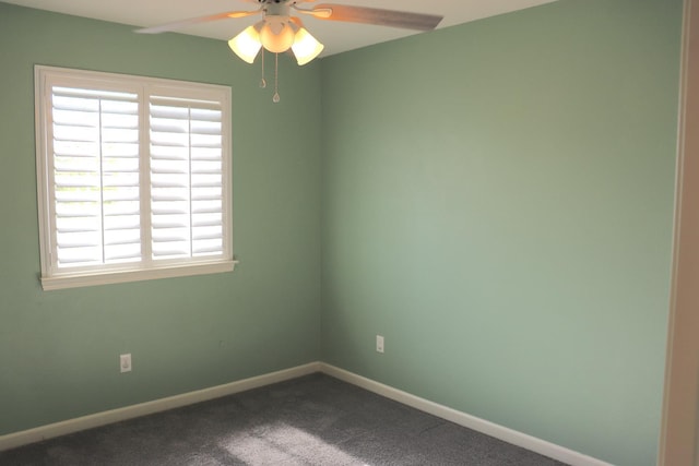 1884 Clover, Dinuba, CA 93618 - unfurnished room featuring a ceiling fan, dark colored carpet, and baseboards
