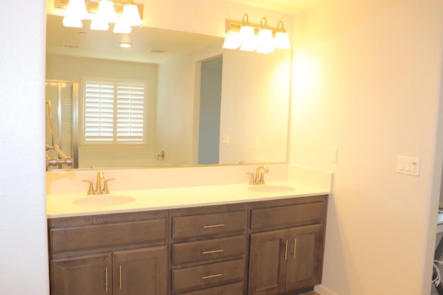 1884 Clover, Dinuba, CA 93618 - full bathroom with double vanity and a shower stall