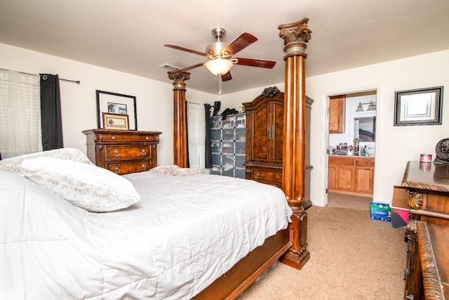 45704 Butternut Ln, Yokuts Valley, CA 93675 - bedroom featuring carpet flooring, connected bathroom, and ceiling fan