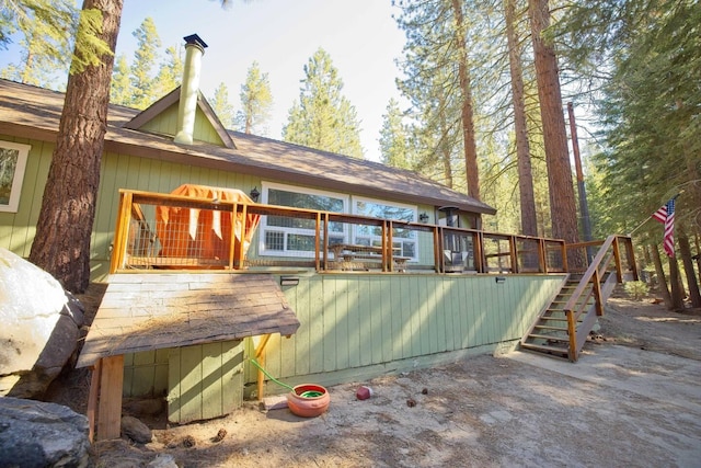 56981 Sequoia Dr, Springville, CA 93265 - back of house featuring stairs and a wooden deck