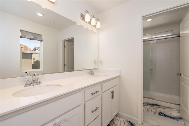 6618 E Grant Ave, Fresno, CA 93727 - full bath featuring recessed lighting, a stall shower, and double vanity