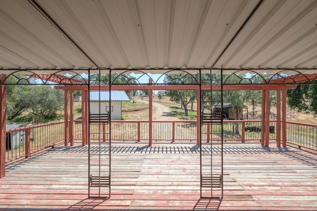 37667 Eagle Dr, Raymond, CA 93653 - wooden terrace with an outbuilding
