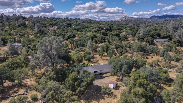44719 Savage Rd, Coarsegold, CA 93614 - aerial view of property and surrounding area with a heavily wooded area and a mountainous background