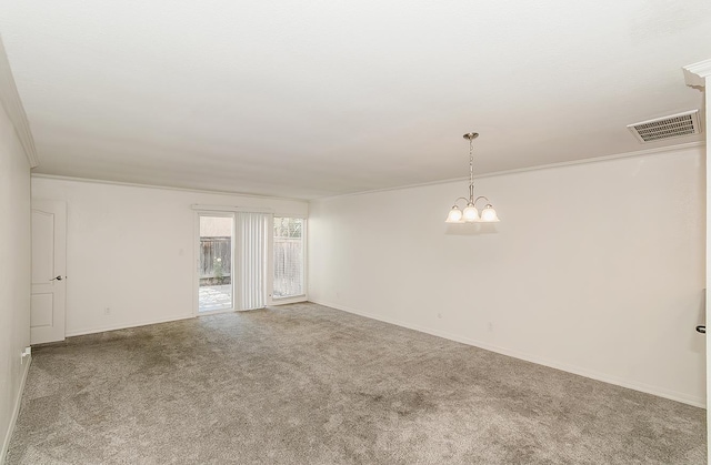 7178 N Fruit Ave Unit 115, Fresno, CA 93711 - spare room with carpet, crown molding, a chandelier, and baseboards