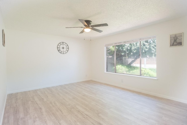 1617 W Indianapolis Ave, Fresno, CA 93705 - spare room featuring light wood-style floors, a ceiling fan, a textured ceiling, and baseboards