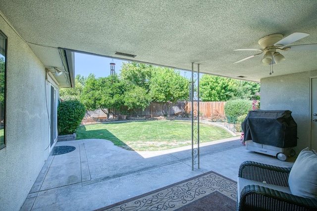 926 E Birch Ave, Fresno, CA 93720 - view of patio / terrace with a ceiling fan and grilling area