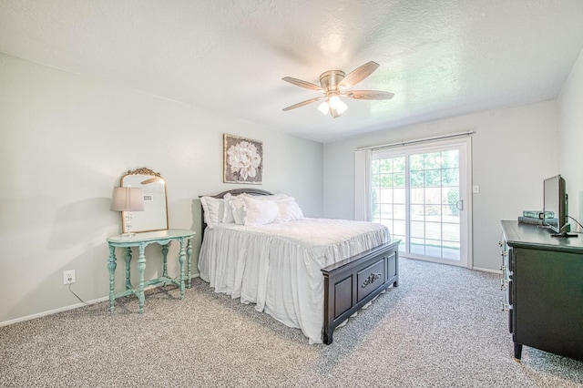 926 E Birch Ave, Fresno, CA 93720 - bedroom featuring access to outside, light carpet, baseboards, and a ceiling fan