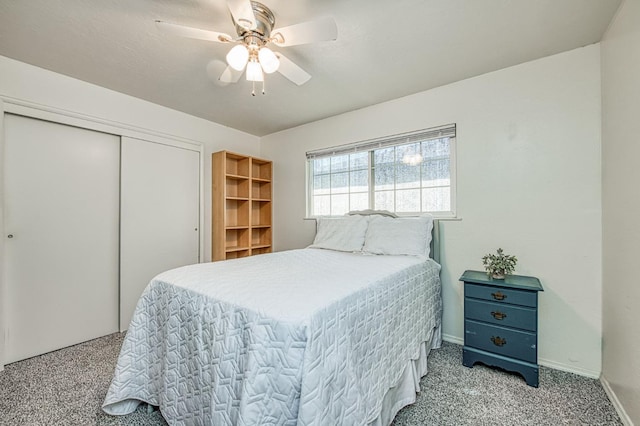 926 E Birch Ave, Fresno, CA 93720 - carpeted bedroom with a closet, baseboards, and ceiling fan