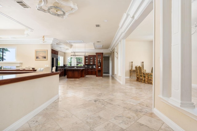 14215 Killarney Dr, Madera, CA 93636 - welcome area featuring crown molding, a sink, and a chandelier