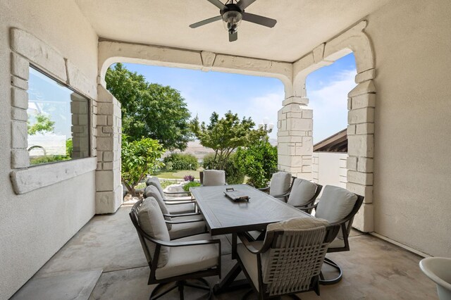 14215 Killarney Dr, Madera, CA 93636 - view of patio with a ceiling fan and outdoor dining space
