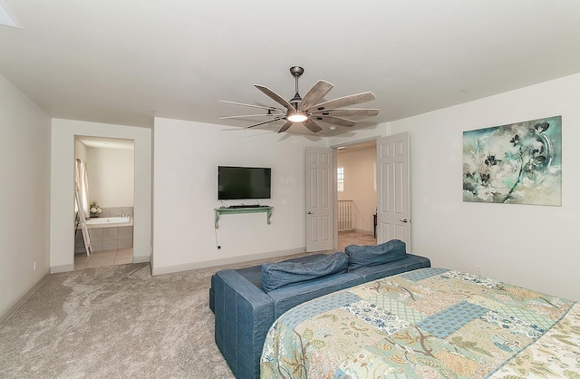 1523 N Ryan Ave, Clovis, CA 93619 - bedroom with light carpet, baseboards, and a ceiling fan