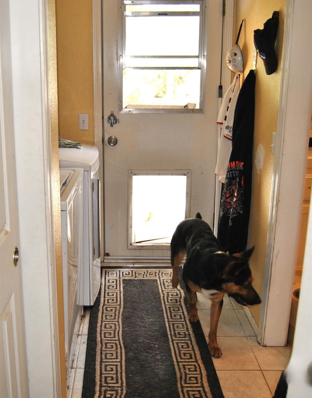 43379 Leach Rd, Ahwahnee, CA 93601 - laundry area featuring washing machine and dryer and light tile patterned flooring