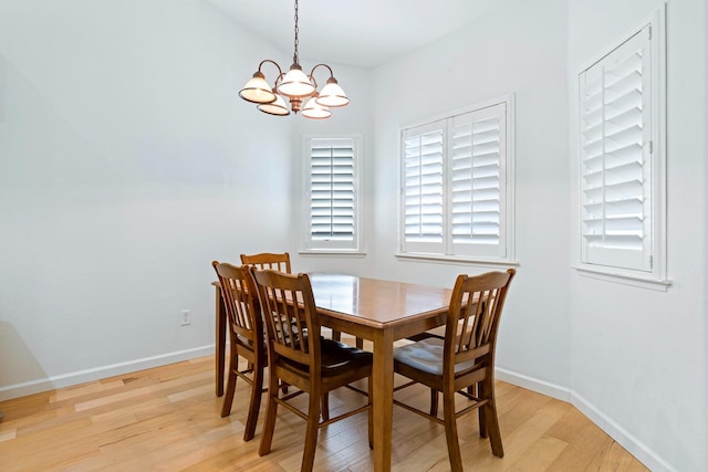 2871 E Ryan Ln, Fresno, CA 93720 - dining room with light wood finished floors, a chandelier, and baseboards