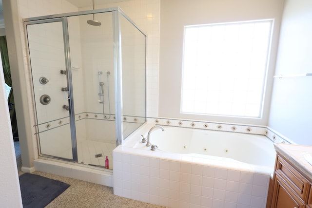 2143 Everglade Ave, Clovis, CA 93619 - full bath with a stall shower, a tub with jets, and vanity