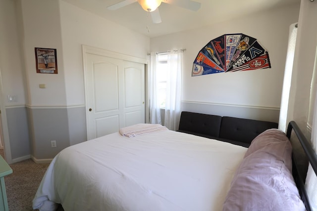 2143 Everglade Ave, Clovis, CA 93619 - carpeted bedroom with a closet, a ceiling fan, and baseboards