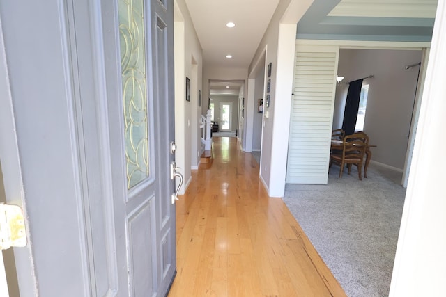 2143 Everglade Ave, Clovis, CA 93619 - hall with recessed lighting, baseboards, and light wood-style floors