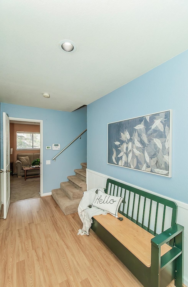 38830 Littlefield Rd, Shaver Lake, CA 93664 - stairway featuring wood finished floors