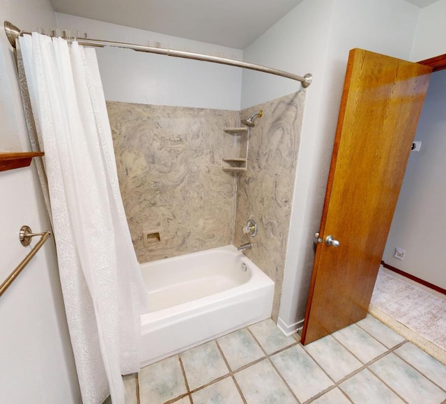 1604 W Central Ave, Madera, CA 93637 - full bathroom featuring shower / tub combo with curtain and tile patterned flooring