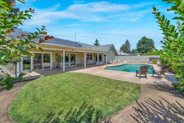 3595 W Magill Ave, Fresno, CA 93711 - view of swimming pool with a patio and ceiling fan