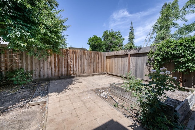 1892 E Goshen Ave, Fresno, CA 93720 - fenced backyard featuring a patio and a vegetable garden