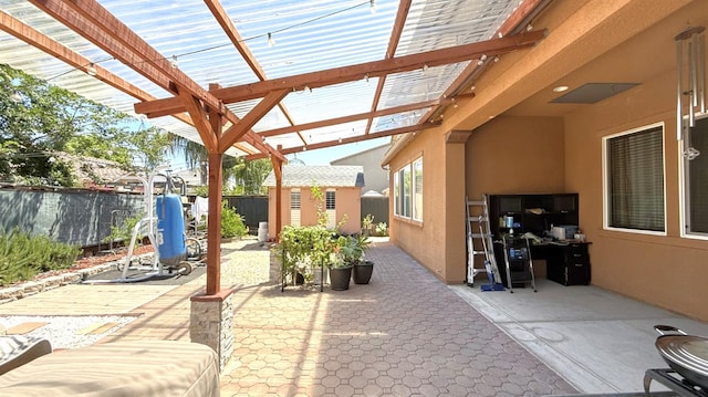 3257 Twain Ave, Clovis, CA 93619 - fenced backyard featuring a pergola and a patio