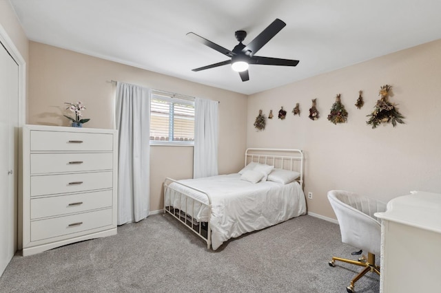 2051 E Fremont, Fresno, CA 93710 - bedroom featuring carpet floors, a ceiling fan, and baseboards
