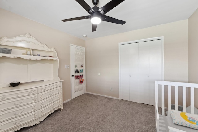 2051 E Fremont, Fresno, CA 93710 - carpeted bedroom with a closet, ceiling fan, and baseboards